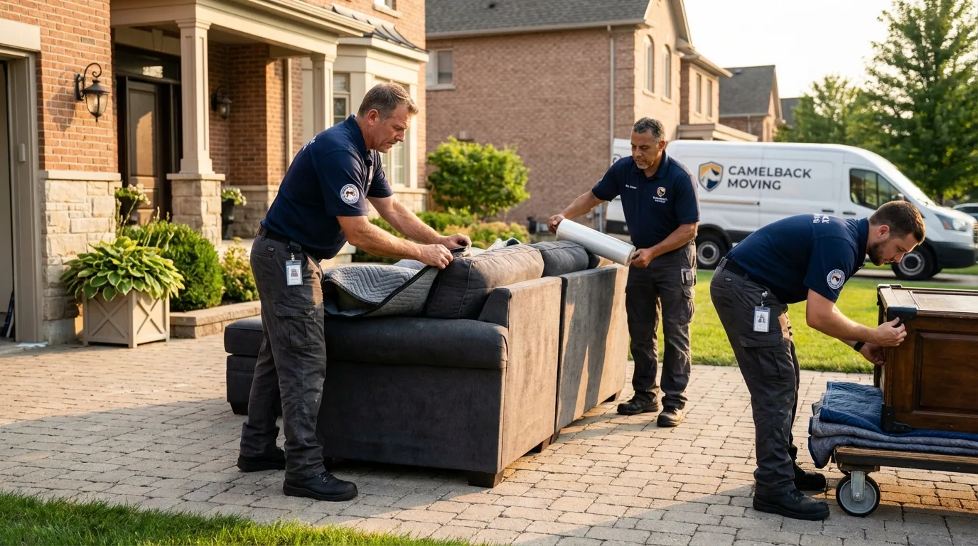 Large estate moving crew wrapping furniture in Walton, KY